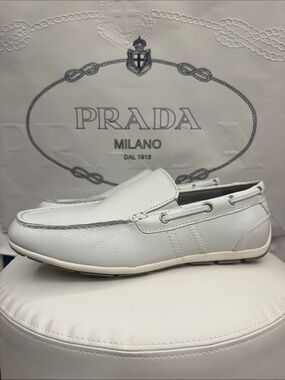 White Slip-On Driving Loafers